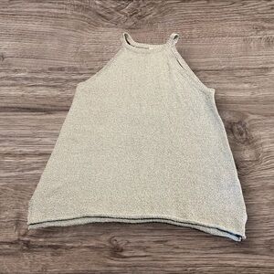 Wishlist Women’s Linen Blend Sleeveless Racerback Gray Sweater Top Small